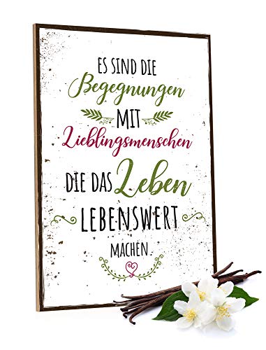 GRAVURZEILE Holzschild mit Spruch - Es sind die Begegnungen mit Lieblingsmenschen - Moderne Kunstdrucke auf Holz - Wand Dekoration im Vintage-Look Kunstdruck als Geschenk zur Freundschaft GRAVURZEILE Holzschild mit Spruch - Es sind die Begegnungen mit Lieblingsmenschen - Moderne Kunstdrucke auf Holz - Wand Dekoration im Vintage-Look Kunstdruck als Geschenk zur Freundschaft von GRAVURZEILE