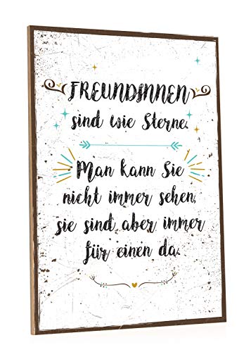 GRAVURZEILE Holzschild mit Spruch - Freundinnen sind wie Sterne - Moderne Kunstdrucke auf Holz - Wand Dekoration im Vintage-Look Kunstdruck für Familie Freunde in Küche Home & Co GRAVURZEILE Holzschild mit Spruch - Freundinnen sind wie Sterne - Moderne Kunstdrucke auf Holz - Wand Dekoration im Vintage-Look Kunstdruck für Familie Freunde in Küche Home & Co von GRAVURZEILE