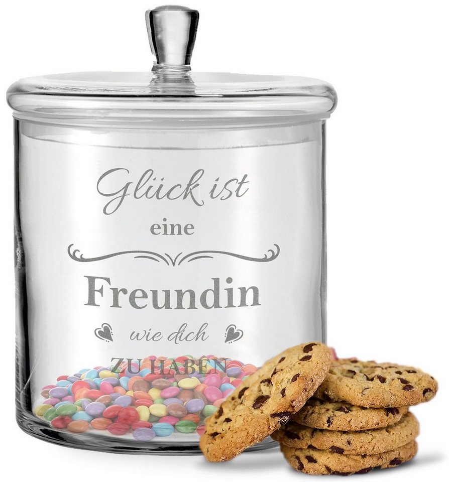 GRAVURZEILE Keksdose mit Gravur - Glück ist eine Freundin - mit luftdichtem Deckel, Glas, Handgefertigte Glasdose mit Deckel und liebevoller Gravur GRAVURZEILE Keksdose mit Gravur - Glück ist eine Freundin - mit luftdichtem Deckel, Glas, Handgefertigte Glasdose mit Deckel und liebevoller Gravur von GRAVURZEILE