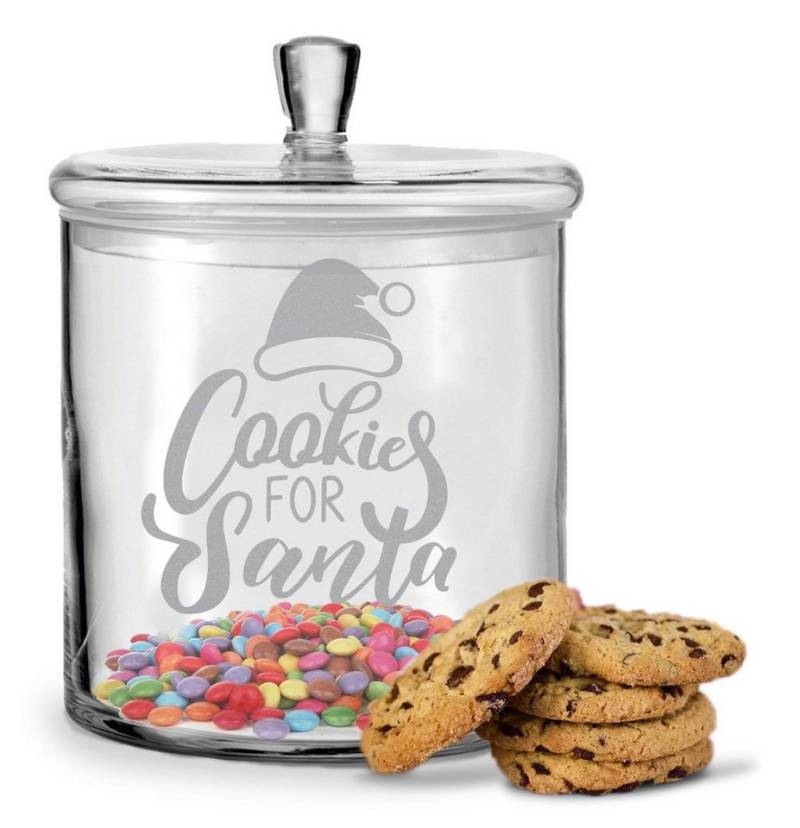 GRAVURZEILE Keksdose mit Gravur Cookies for Santa - Keksdose mit luftdichtem Deckel, Glas, Handgefertigte Glasdose mit Deckel für Partner, Freunde & Familie von GRAVURZEILE