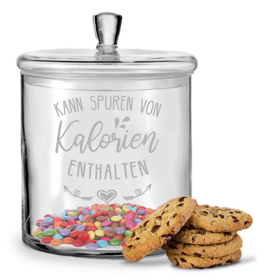 GRAVURZEILE Keksdose mit Gravur oder UV-Druck - Kann spuren von Kalorien enthalten, Glas, als Geschenk für Freunde & Familie zu Weihnachten von GRAVURZEILE