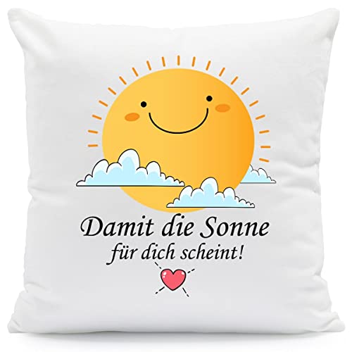 GRAVURZEILE Kissen mit Spruch - Damit die Sonne für Dich scheint - Geschenk für Freund Freundin Partner zum Geburtstag Weihnachten Valentinstag - Liebesbeweis - Für Sie & Ihn Farbe mit Füllung von GRAVURZEILE