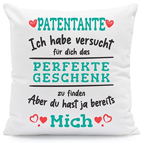 GRAVURZEILE Kissen mit Spruch Geschenk für Patentante Freunde & Familie - Geschenk für Geburtstag Valentinstag Weihnachten - Farbe: Patentante von GRAVURZEILE