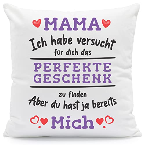 GRAVURZEILE Kissen mit Spruch Geschenk für Mama Freunde & Familie - Geschenk für Muttertag Vatertag Geburtstag Valentinstag Weihnachten - Farbe: Mama von GRAVURZEILE