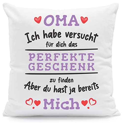 GRAVURZEILE Kissen mit Spruch Geschenk für Mama Freunde & Familie - Geschenk für Muttertag Vatertag Geburtstag Valentinstag Weihnachten - Farbe: Oma von GRAVURZEILE