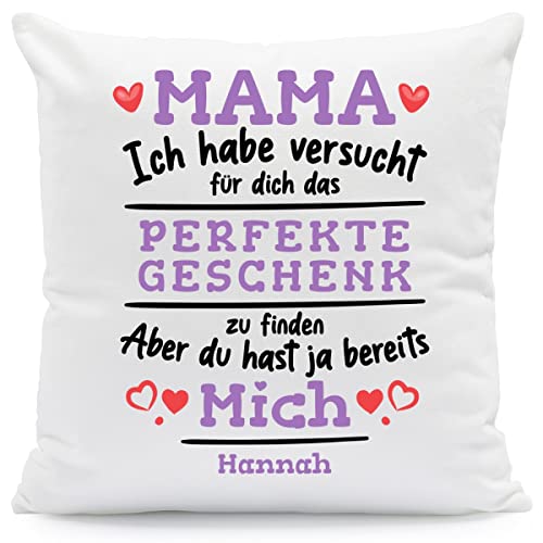 GRAVURZEILE Kissen mit Spruch Personalisiert mit Name - Geschenke für die ganze Familie - Größe: mit Füllung - Farbe: Mama (Ich Habe.) von GRAVURZEILE