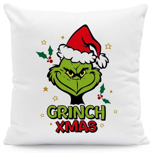 GRAVURZEILE Kissen mit Weihnachtsmotiv - Grinch Xmas - Weihnachtsdeko - Geschenke für Sie & Ihn - Zur Weihnachtszeit zum Wichteln und als Geschenk für Frauen & Männer - Mit Füllung von GRAVURZEILE