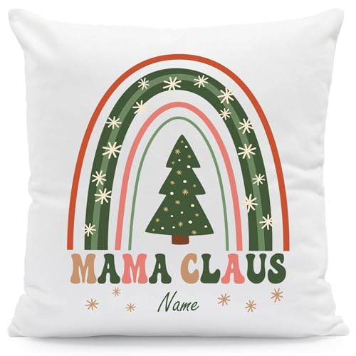 GRAVURZEILE Kissen mit Weihnachtsmotiv - Mama Claus - Personalisiert mit Name - Weihnachtsdeko - Geschenke für Sie & Ihn - Zum Wichtel und als Geschenk für Frauen & Männer - Mit Füllung von GRAVURZEILE