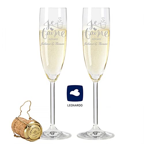 GRAVURZEILE Leonardo Sektgläser mit Gravur von Namen & Datum im - Je t'aime Design - als Geschenk zur Hochzeit, Verlobung oder zum Jahrestag - das perfekte Hochzeitsgeschenk - Farbe: Set GRAVURZEILE Leonardo Sektgläser mit Gravur von Namen & Datum im - Je t'aime Design - als Geschenk zur Hochzeit, Verlobung oder zum Jahrestag - das perfekte Hochzeitsgeschenk - Farbe: Set von GRAVURZEILE