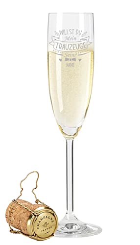 GRAVURZEILE Leonardo Sektglas mit Gravur - Willst Du mein Trauzeuge sein - Personalisiert mit Namen - Geschenk für den besten Freund zur Hochzeitsfeier - Geschenke zur Hochzeit oder Verlobung von GRAVURZEILE