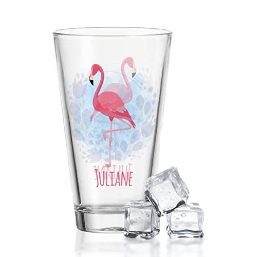 GRAVURZEILE Leonardo Wasserglas mit UV-Druck - im Flamingo Design - mit Wunschname - Für Sie als Geschenk von GRAVURZEILE