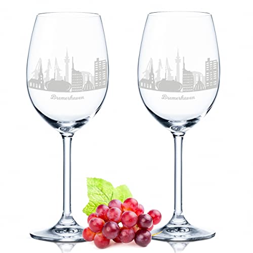 GRAVURZEILE Leonardo Weingläser mit Gravur - Skyline Bremerhaven im Set - Hochwertige 360° Lasergravur - schönes Geschenk als Andenken, Souvenir oder für Sammler & Weingenießer zum Geburtstag GRAVURZEILE Leonardo Weingläser mit Gravur - Skyline Bremerhaven im Set - Hochwertige 360° Lasergravur - schönes Geschenk als Andenken, Souvenir oder für Sammler & Weingenießer zum Geburtstag von GRAVURZEILE