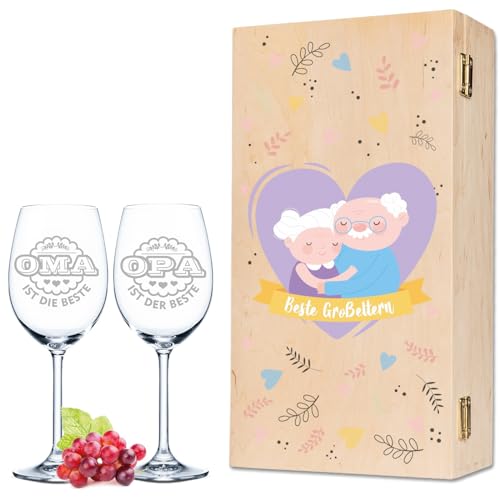 GRAVURZEILE Leonardo Weingläser mit Gravur inkl. Holzkiste - Oma ist die Beste & Opa ist der Beste im Set - Geschenk für die Großeltern zu Weihnachten oder Geburtstag - Farbe: Kleine Kiste UV GRAVURZEILE Leonardo Weingläser mit Gravur inkl. Holzkiste - Oma ist die Beste & Opa ist der Beste im Set - Geschenk für die Großeltern zu Weihnachten oder Geburtstag - Farbe: Kleine Kiste UV von GRAVURZEILE