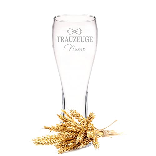 GRAVURZEILE Leonardo Weizenglas - Trauzeuge Design - Kristallklares Glas & hochwertige Laser-Gravur mit Wunschnamen - Maximale Füllmenge: 500ml - schönes Geschenk zur Hochzeit & Verlobung von GRAVURZEILE