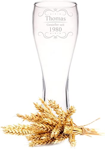 GRAVURZEILE Leonardo Weizenglas mit Gravur - Biergenießer - Geschenk für Papa ideal als Vatertagsgeschenk - 0,5l - Bierglas Weizenbierglas als Geburtstagsgeschenk für Männer - Geschenk für Ihn von GRAVURZEILE