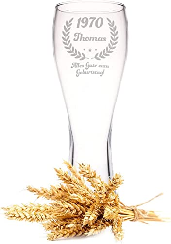 GRAVURZEILE Leonardo Weizenglas mit Gravur - Geburtstagsbier V2 - Geschenk für Papa ideal als Vatertagsgeschenk - 0,5l - Bierglas Weizenbierglas als Geburtstagsgeschenk für Männer - Farbe: Geburtsjahr von GRAVURZEILE