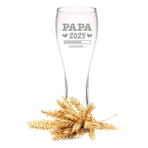 GRAVURZEILE Leonardo Weizenglas mit Gravur - Papa 2025 loading - Geschenke für Papa zum Vatertag - Witziges Geschenk für Bierkenner Bier Liebhaber - Geschenkidee für Ihn Männer zum Geburtstag - 500 ml von GRAVURZEILE
