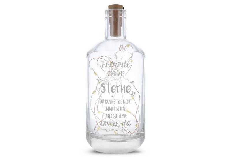 GRAVURZEILE Lichterkette Flasche mit Gravur - Freunde sind wie Sterne, 20 LEDs Lichterkette mit Schalter am Korken Drahtlichterkette von GRAVURZEILE