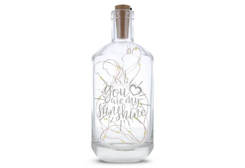 GRAVURZEILE Lichterkette Flasche mit Gravur - You are my sunshine, 20 LEDs Lichterkette mit Schalter am Korken Drahtlichterkette von GRAVURZEILE