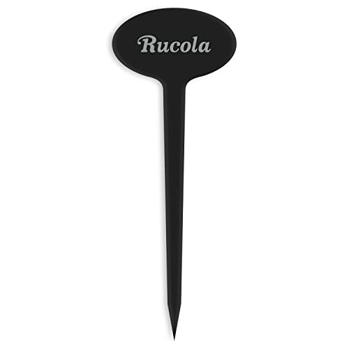 GRAVURZEILE Pflanzenschilder mit Gravur - Rucola - Stilvolle Kräuterschilder aus schwarzem Acryl für den Garten - Kräuterstecker geeignet für Beet & Kräutergarten - Farbe: Rucola von GRAVURZEILE