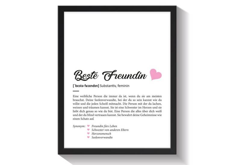 GRAVURZEILE Poster Definition Poster, Kunstdrucke auf DIN A4 Foto-Papier, Beste Freundin Geschenk, Liebevolle Worterklärung im Duden-Format - Ohne Rahmen von GRAVURZEILE