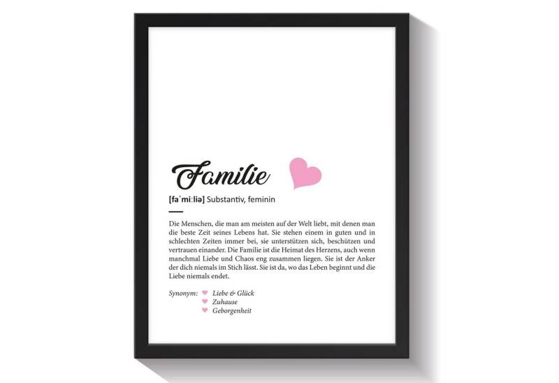 GRAVURZEILE Poster Definition Poster, Kunstdrucke auf DIN A4 Foto-Papier, Familie Geschenk, Liebevolle Worterklärung im Duden-Format - Mit Rahmen von GRAVURZEILE