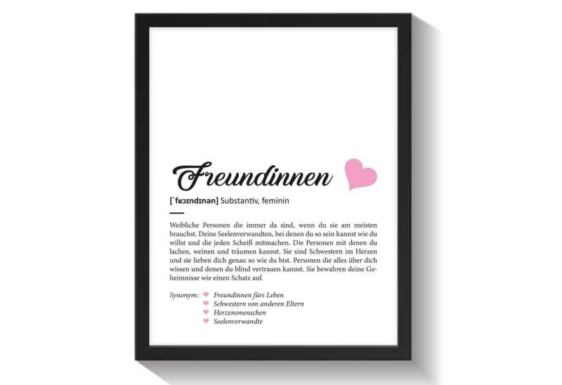 GRAVURZEILE Poster Definition Poster, Kunstdrucke auf DIN A4 Foto-Papier, Freundinnen Geschenk, Liebevolle Worterklärung im Duden-Format - Ohne Rahmen von GRAVURZEILE