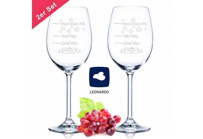 GRAVURZEILE Rotweinglas 2x Leonardo Daily Weinglas - Good Day Bad Day Don't Even Ask, Glas, Geschenk für Partner, Freunde & Familie von GRAVURZEILE