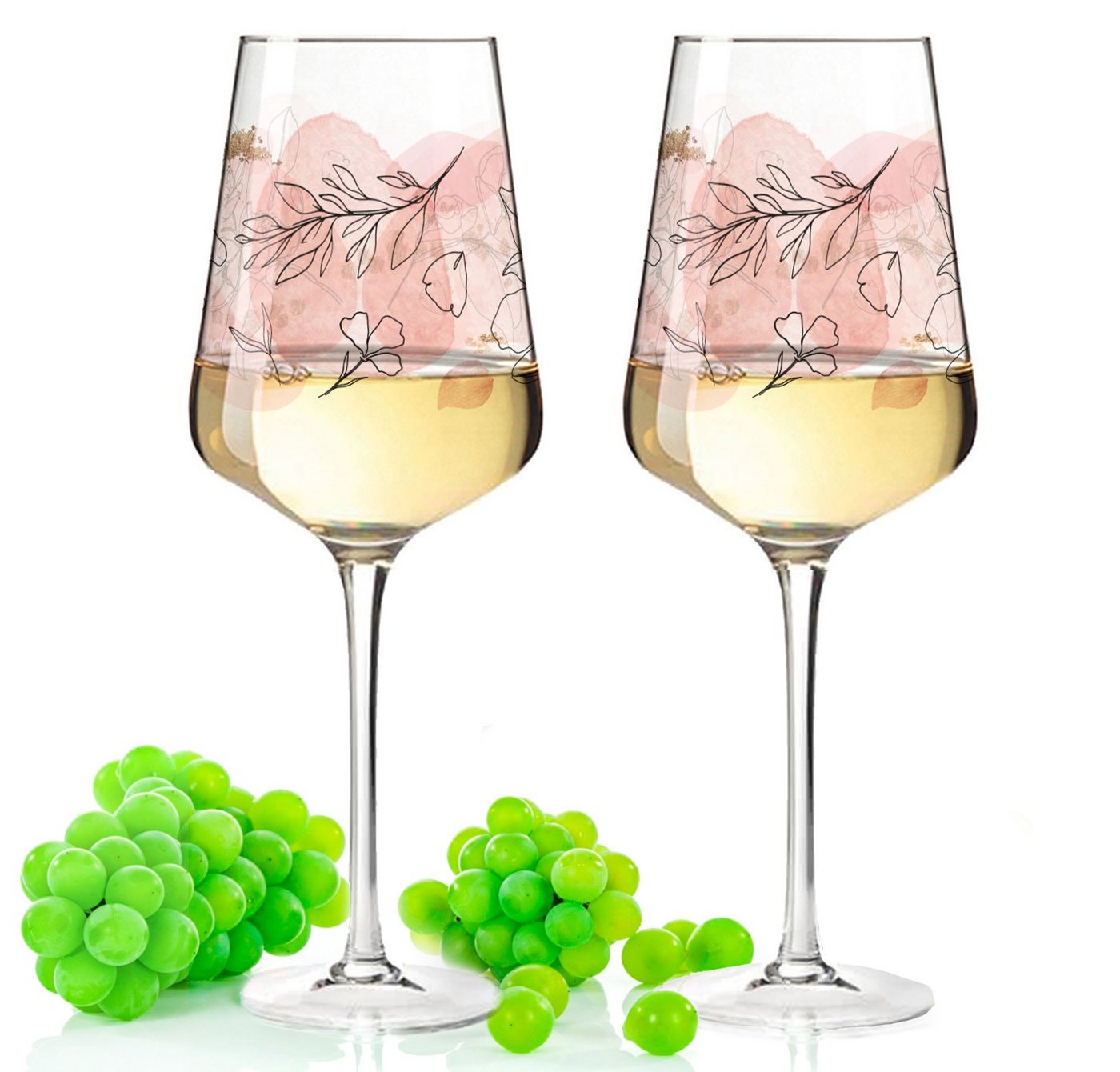 GRAVURZEILE Rotweinglas Leonardo Puccini Weingläser mit UV-Druck - Sommerblüten Design, Glas, Sommerliche Weingläser mit Blumen für Aperol, Weißwein und Rotwein von GRAVURZEILE