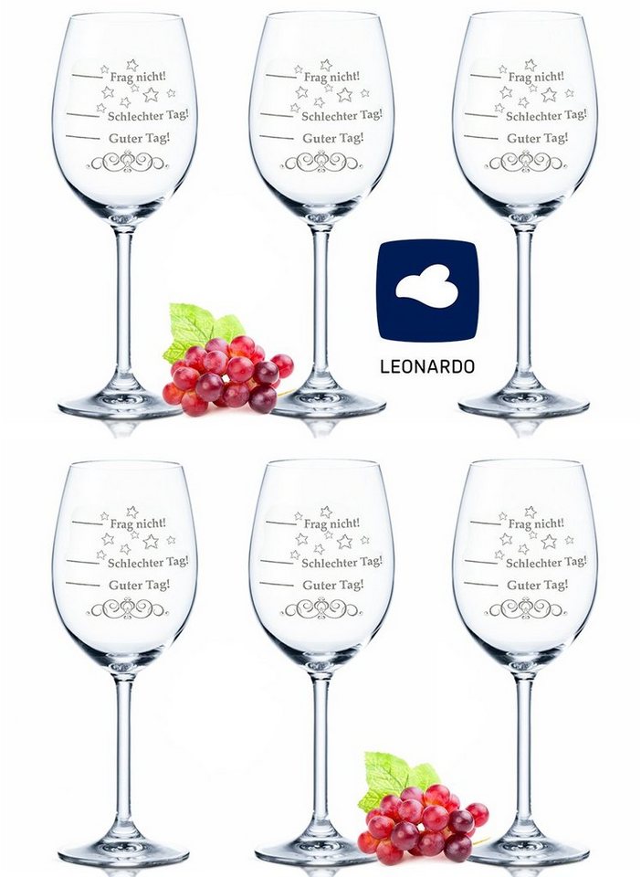 GRAVURZEILE Rotweinglas Leonardo Weingläser 6er Set - Schlechter Tag, Guter Tag - Frag nicht!, Glas, graviertes Party-Geschenk für Partner, Freunde & Familie GRAVURZEILE Rotweinglas Leonardo Weingläser 6er Set - Schlechter Tag, Guter Tag - Frag nicht!, Glas, graviertes Party-Geschenk für Partner, Freunde & Familie von GRAVURZEILE