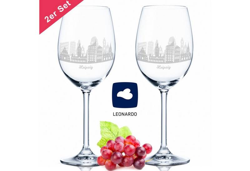 GRAVURZEILE Rotweinglas Weingläser - Skyline Leipzig - mt Gravur im Set -, Glas, Geschenk für Familie & Freunde von GRAVURZEILE