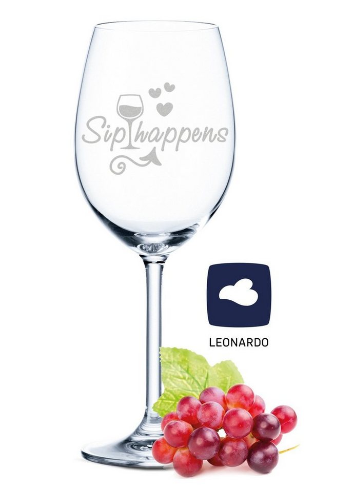 GRAVURZEILE Rotweinglas Leonardo Weinglas mit Gravur - Sip happens, Glas, graviertes Geschenk für Partner, Freunde & Familie GRAVURZEILE Rotweinglas Leonardo Weinglas mit Gravur - Sip happens, Glas, graviertes Geschenk für Partner, Freunde & Familie von GRAVURZEILE