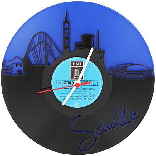 GRAVURZEILE Schalke Fan-Uhr Aus Vinyl Schallplatte - Wanddeko Upcycling Design - Vintage Retro Wand-Dekoration Made in Germany von GRAVURZEILE