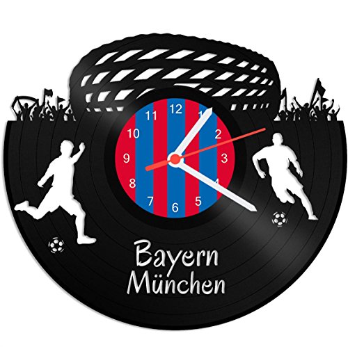 GRAVURZEILE Schallplattenuhr Bayern München - 100% Vereinsliebe - Upcycling Design Wanduhr aus Vinyl Made in Germany von GRAVURZEILE
