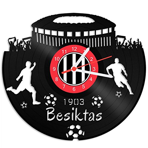 GRAVURZEILE Schallplattenuhr Besiktas - 100% Vereinsliebe - Upcycling Design Wanduhr aus Vinyl Made in Germany von GRAVURZEILE