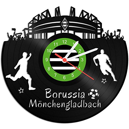 GRAVURZEILE Schallplattenuhr Borussia Mönchengladbach - 100% Vereinsliebe - Upcycling Design Wanduhr aus Vinyl Made in Germany von GRAVURZEILE