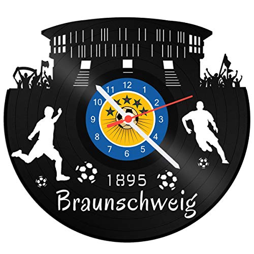 GRAVURZEILE Schallplattenuhr Braunschweig - 100% Vereinsliebe - Upcycling Design Wanduhr aus Vinyl Made in Germany von GRAVURZEILE