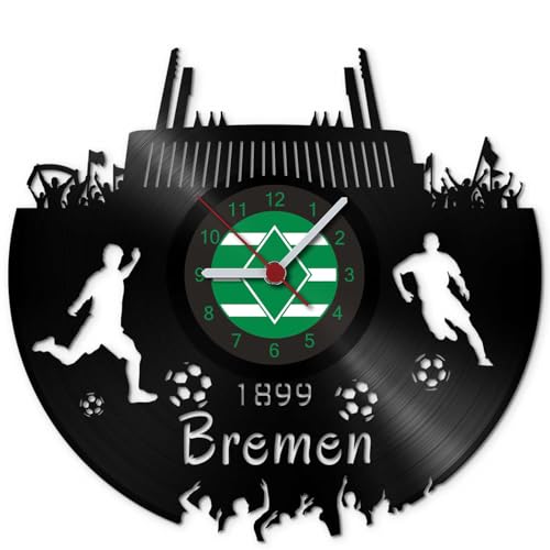GRAVURZEILE Schallplattenuhr Bremen - 100% Vereinsliebe - Upcycling Design Wanduhr aus Vinyl Made in Germany von GRAVURZEILE