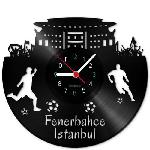 GRAVURZEILE Schallplattenuhr Fenerbahce Istanbul - 100% Vereinsliebe - Upcycling Design Wanduhr aus Vinyl Made in Germany von GRAVURZEILE