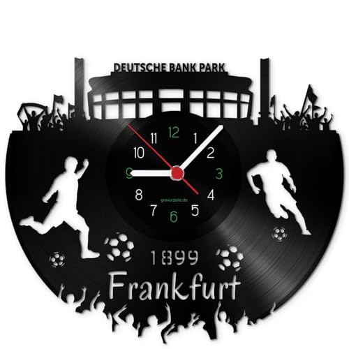 GRAVURZEILE Schallplattenuhr Frankfurt - 100% Vereinsliebe - Upcycling Design Wanduhr aus Vinyl Made in Germany von GRAVURZEILE