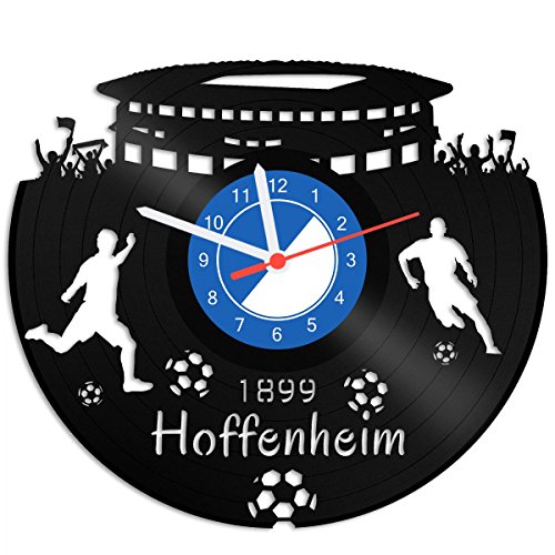 GRAVURZEILE Schallplattenuhr Hoffenheim - 100% Vereinsliebe - Upcycling Design Wanduhr aus Vinyl Made in Germany von GRAVURZEILE