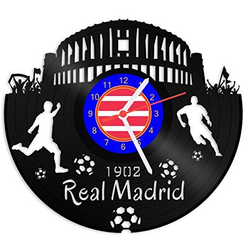 GRAVURZEILE Schallplattenuhr Real Madrid - 100% Vereinsliebe - Upcycling Design Wanduhr aus Vinyl Made in Germany von GRAVURZEILE