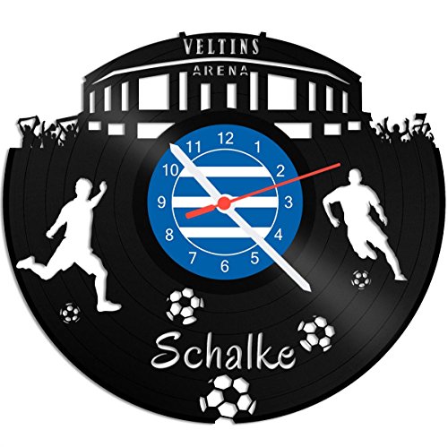 GRAVURZEILE Schallplattenuhr Schalke - 100% Vereinsliebe - Upcycling Design Wanduhr aus Vinyl Made in Germany von GRAVURZEILE