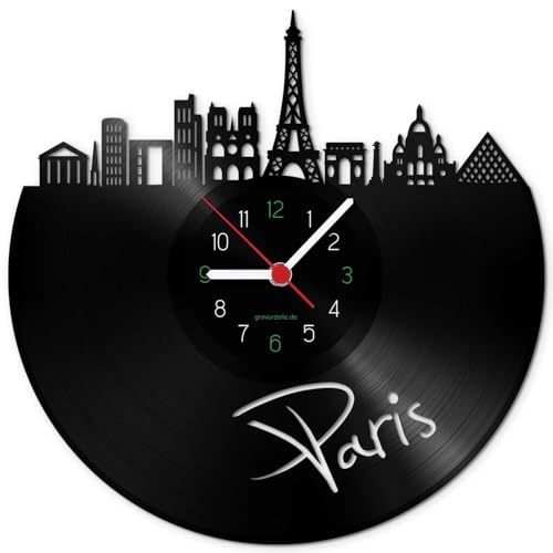 GRAVURZEILE Schallplattenuhr - Skyline Paris - Wanduhr aus gegossenem Vinyl mit Stadt Skyline 30 cm - Upcycling Design-Uhr Wand-Deko Vintage Wand-Dekoration Retro-Uhr - Made in Germany GRAVURZEILE Schallplattenuhr - Skyline Paris - Wanduhr aus gegossenem Vinyl mit Stadt Skyline 30 cm - Upcycling Design-Uhr Wand-Deko Vintage Wand-Dekoration Retro-Uhr - Made in Germany von GRAVURZEILE