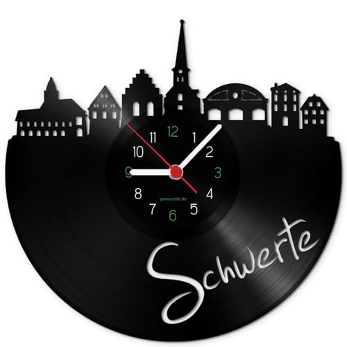GRAVURZEILE Schallplattenuhr - Skyline Schwerte - Wanduhr aus gegossenem Vinyl mit Stadt Skyline 30 cm - Upcycling Design-Uhr Wand-Deko Vintage Wand-Dekoration Retro-Uhr - Made in Germany GRAVURZEILE Schallplattenuhr - Skyline Schwerte - Wanduhr aus gegossenem Vinyl mit Stadt Skyline 30 cm - Upcycling Design-Uhr Wand-Deko Vintage Wand-Dekoration Retro-Uhr - Made in Germany von GRAVURZEILE