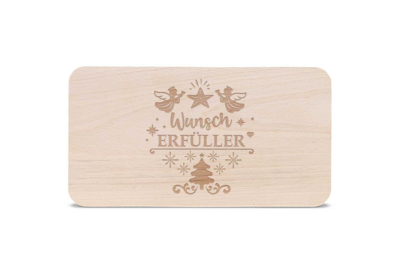 GRAVURZEILE Schneidebrett Frühstücksbrettchen aus Holz mit Gravur - Wunscherfüller, Weihnachtsdeko - Geschenke für Kinder Jungen und Mädchen, Zu Weihnachten als Geschenk zum Wichteln und Nikolaus von GRAVURZEILE
