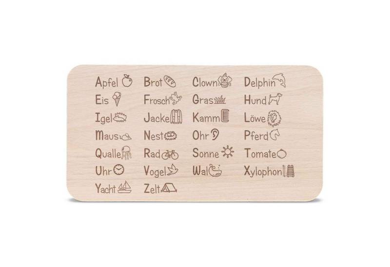 GRAVURZEILE Schneidebrett Brettchen mit Gravur für Kinder - ABC - Geschenk zur Einschulung, Holz, (Kein Set), zum einfachen Lernen des ABC von GRAVURZEILE