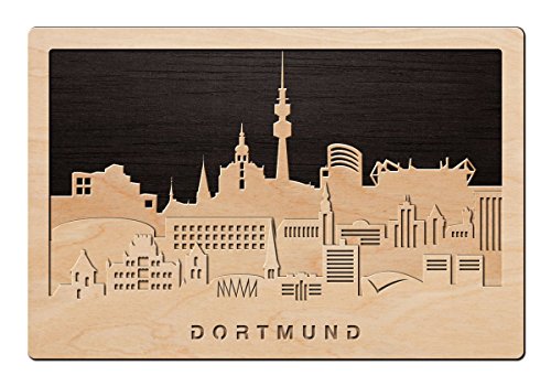 GRAVURZEILE Skyline Dortmund 2017 3D Wandbild aus Birken-Holz Made in Germany Wand-Deko aus Echtholz Handmade Design Bild Moderne Wandkunst im Skyline Design Wand-Dekoration aus Natur-Holz von GRAVURZEILE