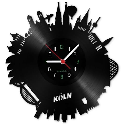 GRAVURZEILE Schallplattenuhr - Skyline Köln 2018 - Wanduhr aus gegossenem Vinyl mit Stadt Skyline 30 cm - Upcycling Design-Uhr Wand-Deko Vintage Wand-Dekoration Retro-Uhr - Made in Germany GRAVURZEILE Schallplattenuhr - Skyline Köln 2018 - Wanduhr aus gegossenem Vinyl mit Stadt Skyline 30 cm - Upcycling Design-Uhr Wand-Deko Vintage Wand-Dekoration Retro-Uhr - Made in Germany von GRAVURZEILE