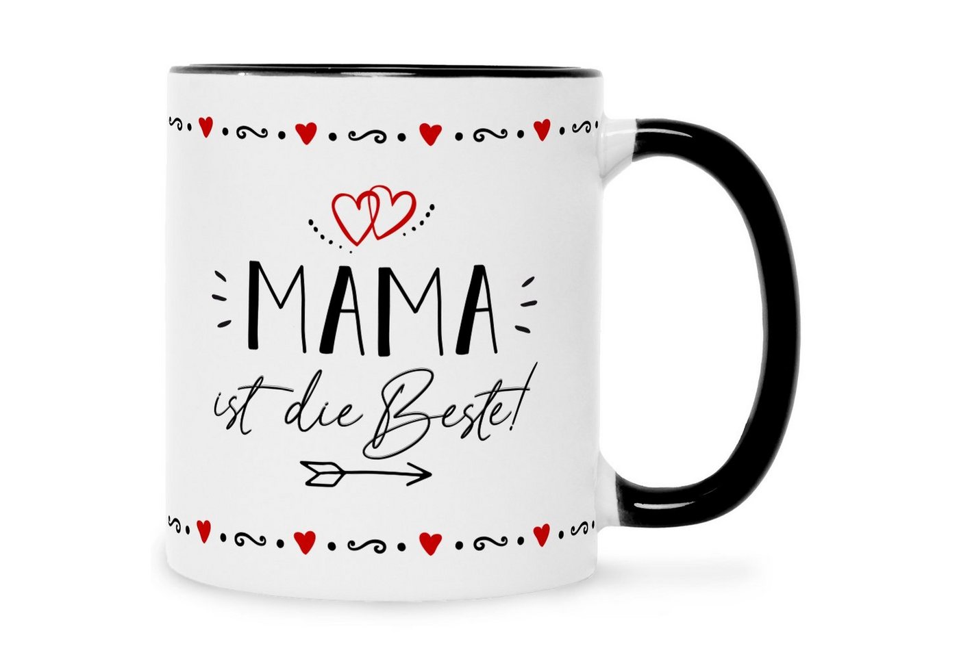 GRAVURZEILE Tasse mit Spruch Mama ist die Beste!, Keramik, Farbe: Schwarz & Weiß von GRAVURZEILE